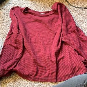 red and black striped shirt